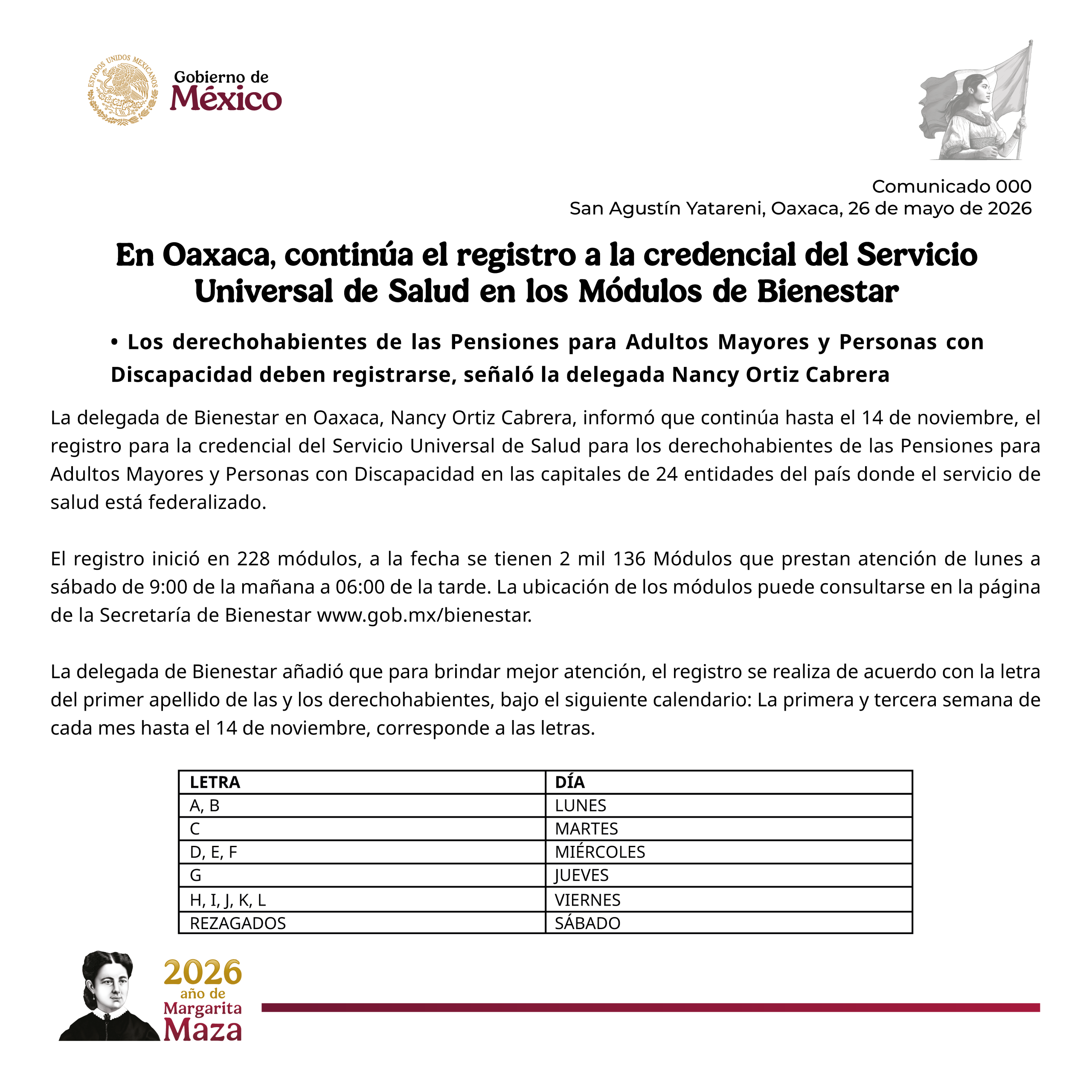 En Oaxaca, continúa el registro a la credencial del Servicio Universal de Salud en los Módulos de Bienestar